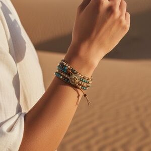 Premier Designs Turquoise and Gold Wrap Bracelet